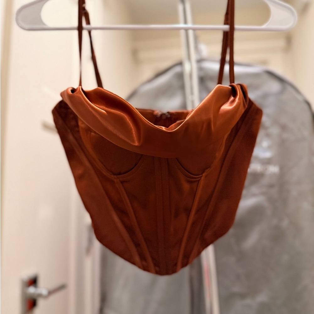 Brown Satin Corset Top